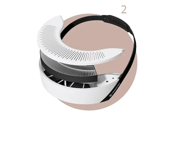 Illustration of Respiray Wear A+ the best wearable personal air purifier - how it works step 2